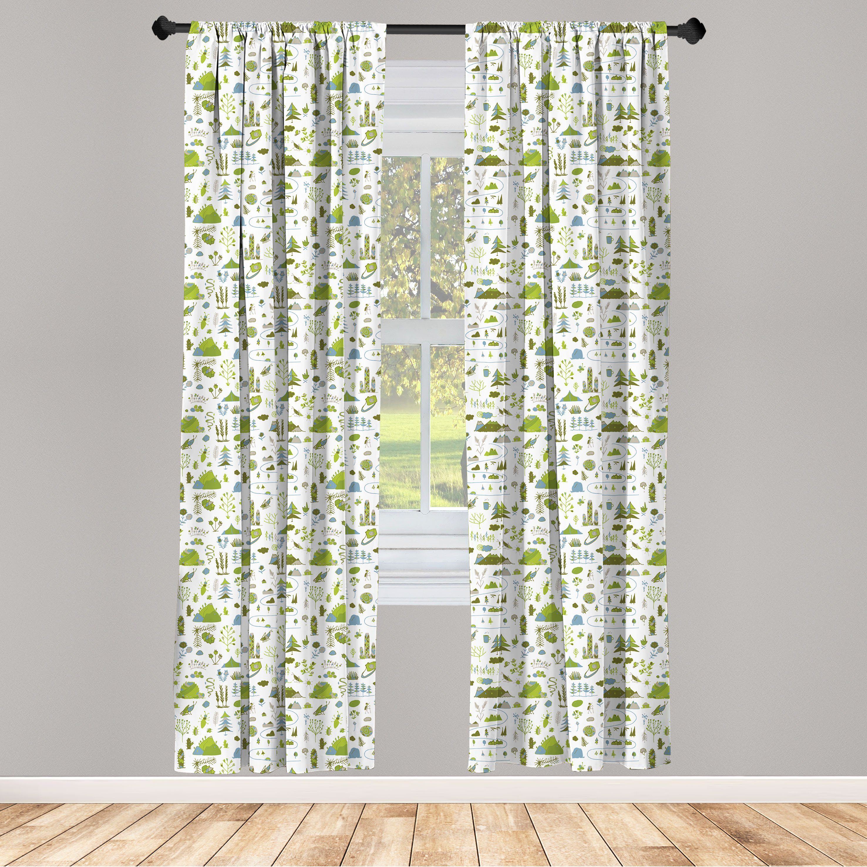 Gardine Vorhang für Wohnzimmer Schlafzimmer Dekor, Abakuhaus, Microfaser, Natur Rural Wilde Pflanzen Layout | Fertiggardinen