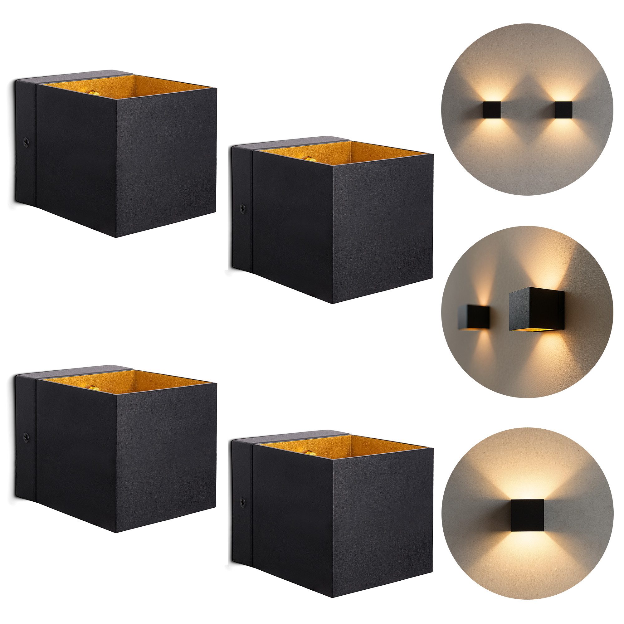 SSC-LUXon LED Wandleuchte EPITA Treppenleuchte schwarz gold Up Down Licht inkl. LED G9, Warmweiß