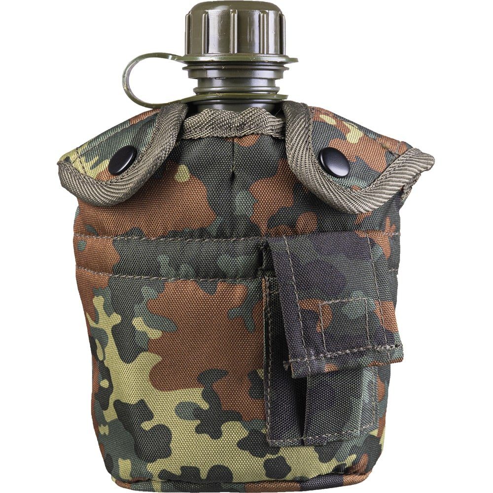 Mil-Tec Feldflasche US Feldflasche 1L mit Hülle und Alu-Becher Flecktarn