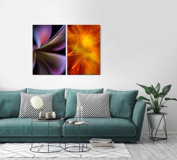 Sinus Art Leinwandbild 2 Bilder je 60x90cm Blumen Blüten Orange Pflanze Nahaufnahme Makro Fotokunst