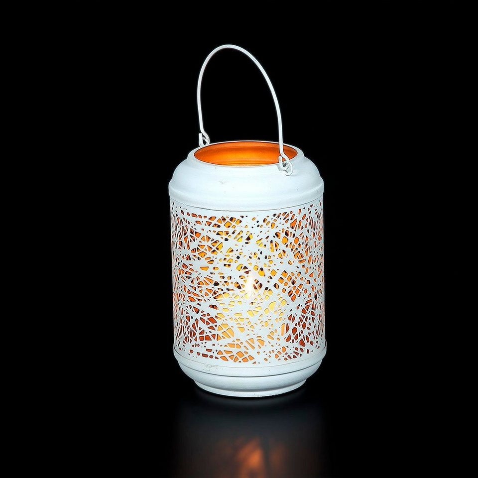 Ambiente Haus Kerzenlaterne Laterne aus Metall in Weiß - (H) 24 cm (1 St)