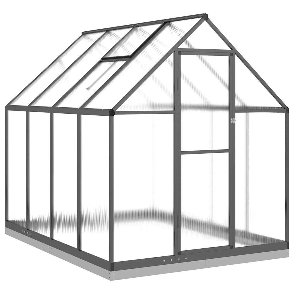 vidaXL Gewächshaus Gewächshaus mit Fundamentrahmen Anthrazit 224x169x202 cm Alu
