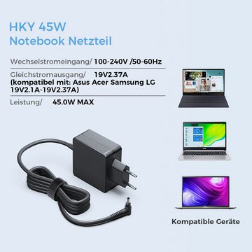 HKY 19V 45W Ladekabel für Acer ADP-45HE-B, PA-1450-26 Swift SF314-51 Notebook-Netzteil (Asus Zenbook UX31E Serie Samsung Ultrabook Serie 5 / 7 / 9)