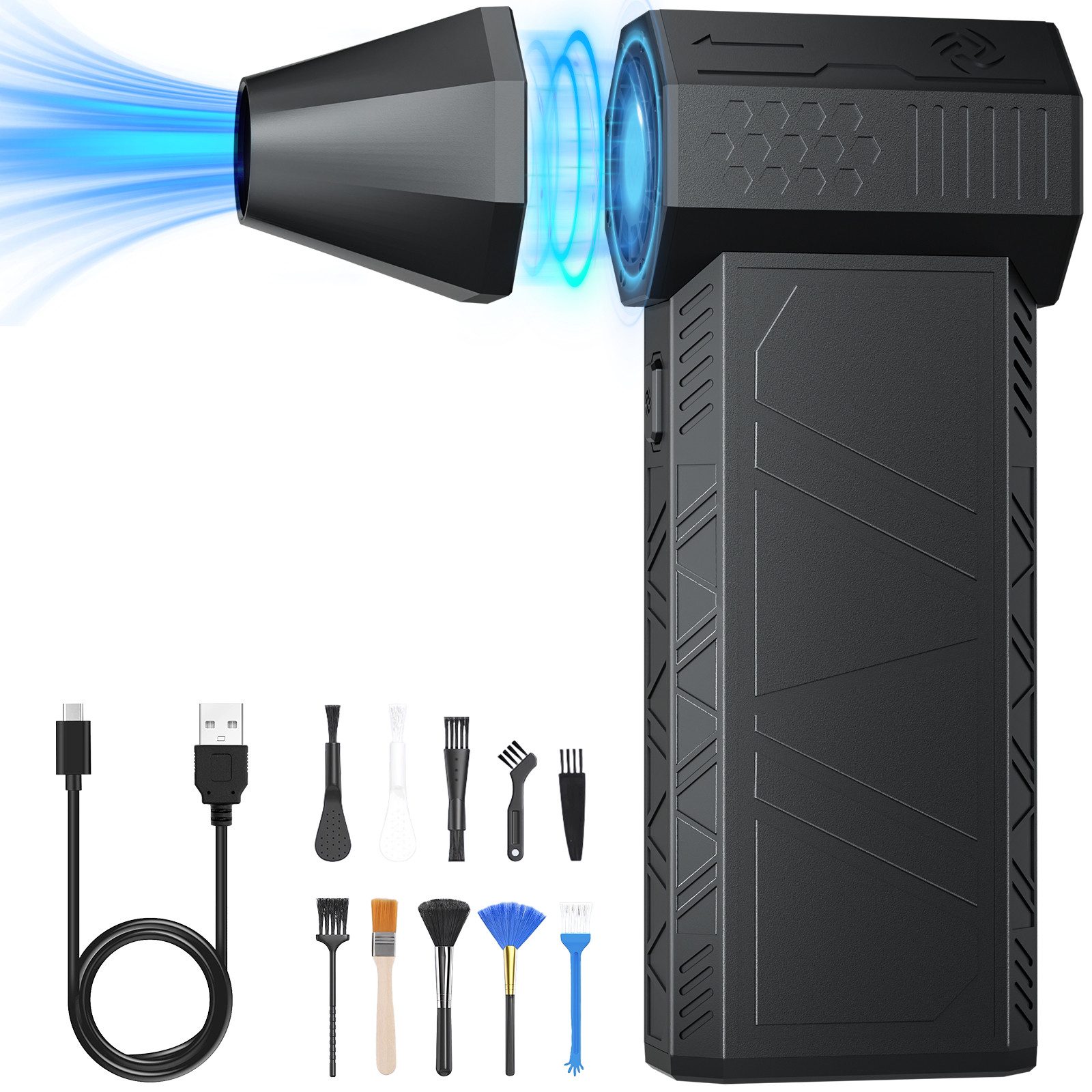 Salcar Akku-Handstaubsauger Elektrischer Luftstaubbläser Kabellos Electric Air Duster 130000RPM, 3-Gang einstellbare Mini-Staubgebläse für Computer, Tastatur, Outdoor