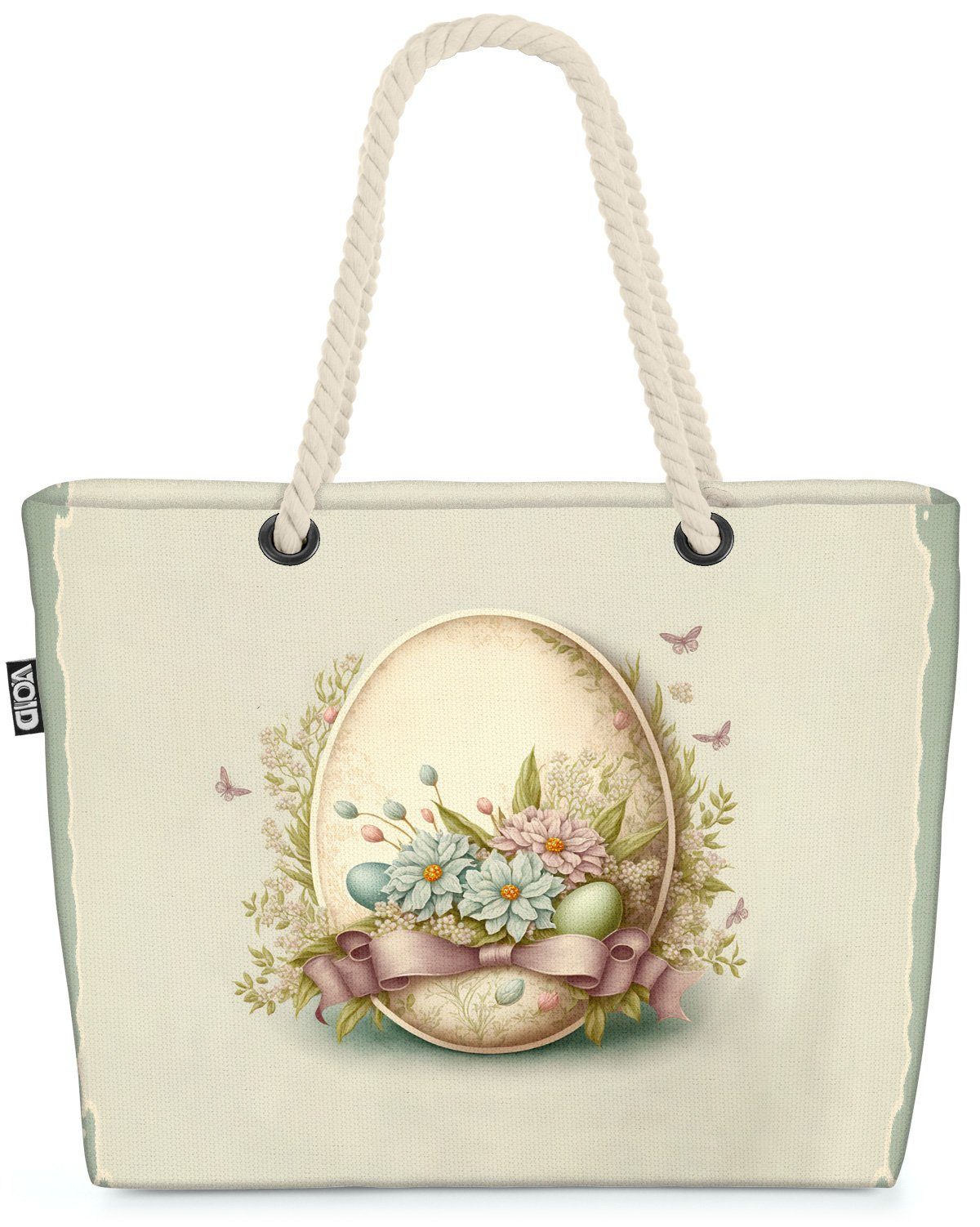 VOID Strandtasche (1-tlg), Osterei Deko Blumen Tasche Einkaufstasche Ostern Beach Bag