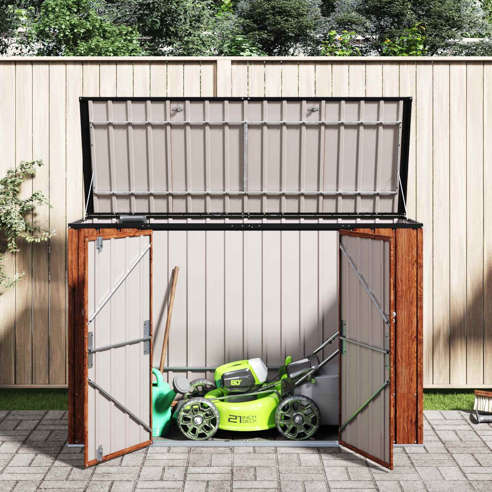 vidaXL Gartenhaus Gartenlagerbox Braun 214 x 82 x 132 cm Stahl – Bild 5 von 5