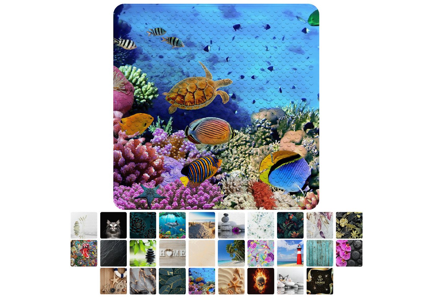 Sanilo Duschmatte mit Motiv, viele schöne Badematten zur Auswahl, rutschfeste & sichere Badematte, hochwertig, Kunststoff PVC, quadratisch, 230 extra starke Saugnäpfe, 53 x 53 cm, waschbar