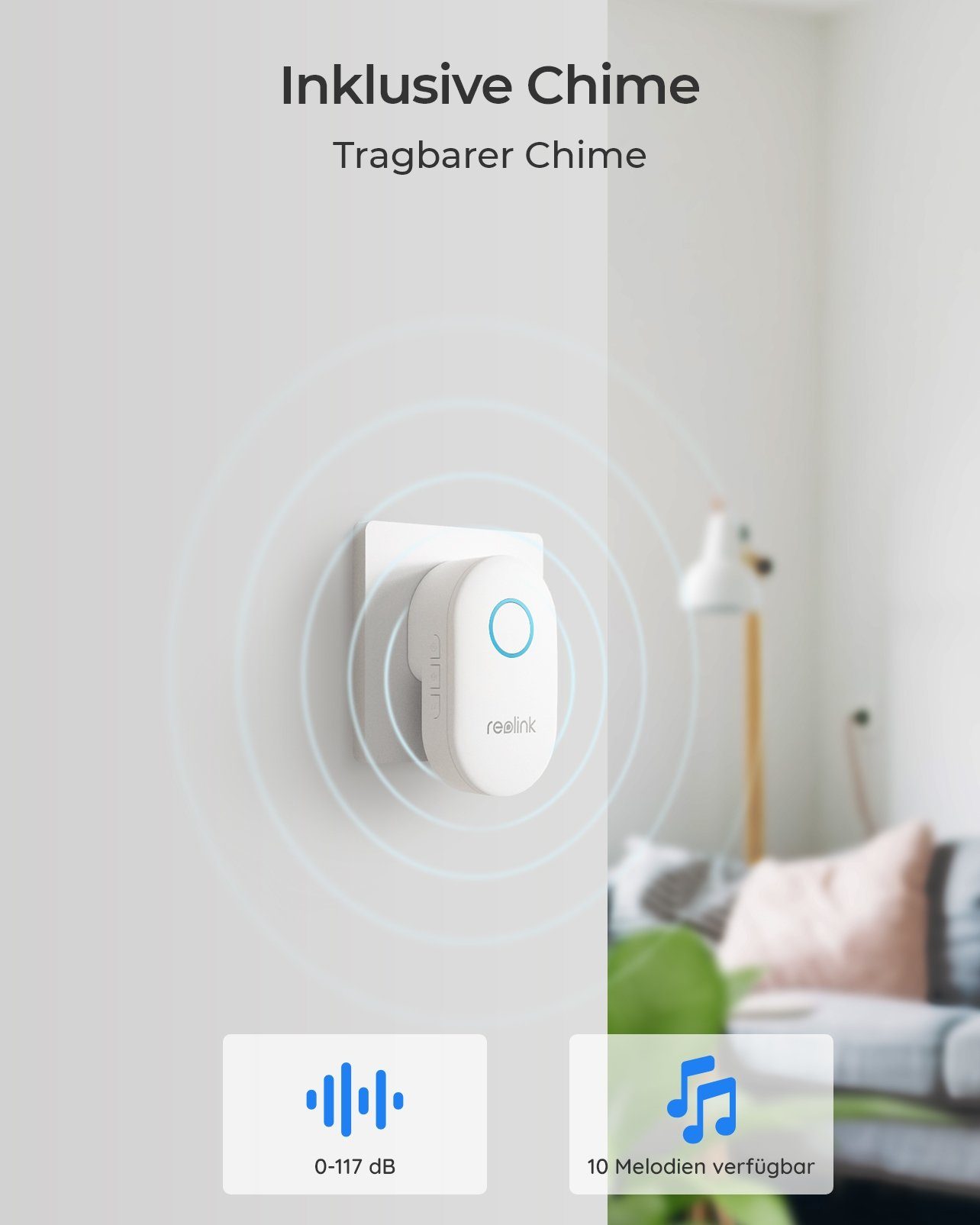 Reolink Smart Home Türklingel Kamera WLAN 2K+ Video Türsprechanlage doorbell (Außenbereich, 5MP,Dualband WiFi,Personenerkennung,Arbeitet mit Reolink NVR,mit Chime)