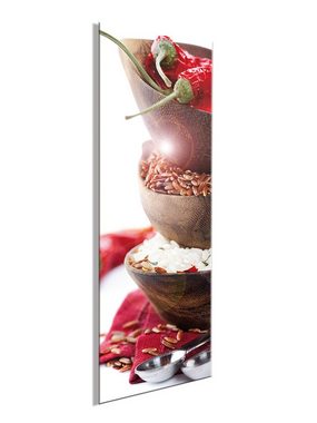 artissimo Glasbild Glasbild 30x80cm Bild aus Glas Küche Küchenbild Chilli rot, Essen und Trinken: Hochformat I