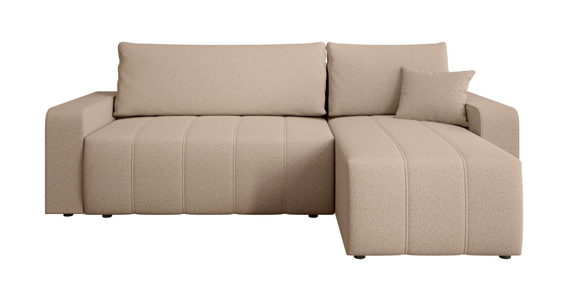 Beautysofa Ecksofa MORI, universelle Seite, mit Schlaffunktion, mit Bettkasten, L-Form, universelle Ottomane, große Liegefläche 120x200 cm