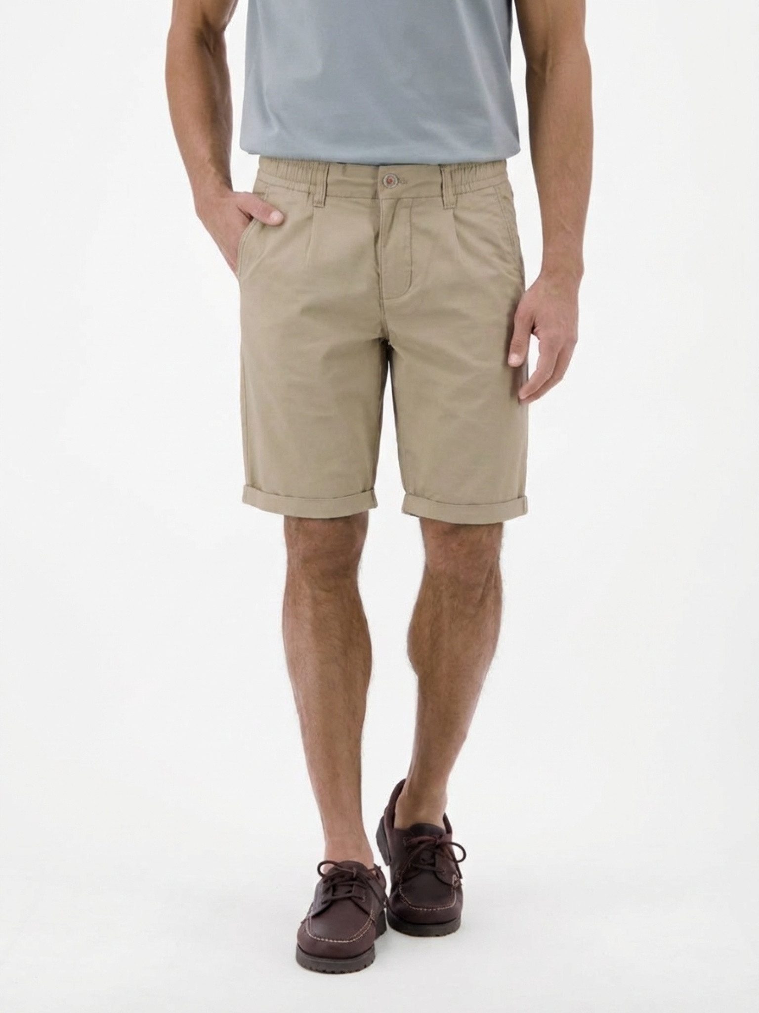 LERROS Chinoshorts mit Bindeband und Aufschlag am Bein