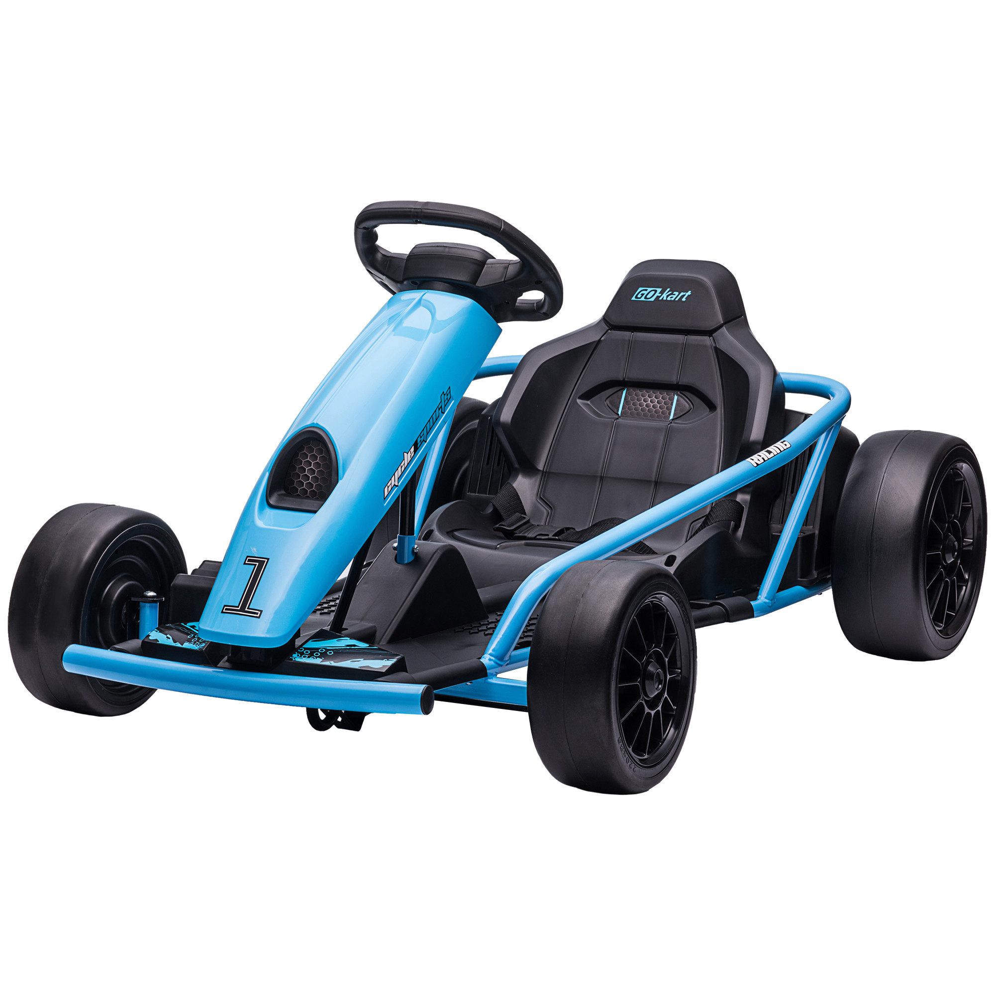 Novzep Go-Kart Elektro-Gokart für Kinder, Drift-Funktion, Hupe, Musik, Sicherheitsgurt, Soft-Start
