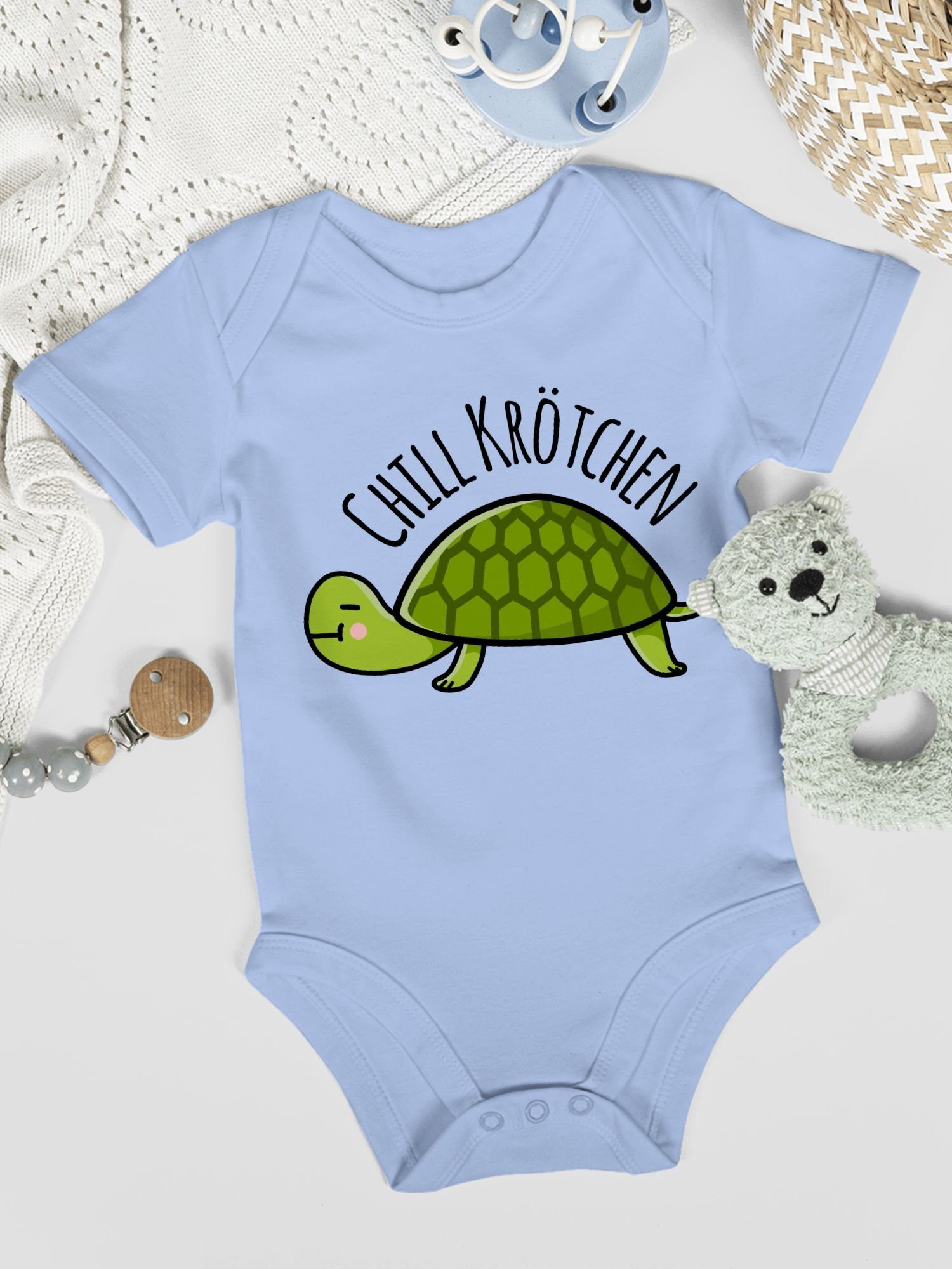 3 Krötchen Tiermotiv Chill Schildkröte Shirtbody Animal Shirtracer Print Baby Babyblau
