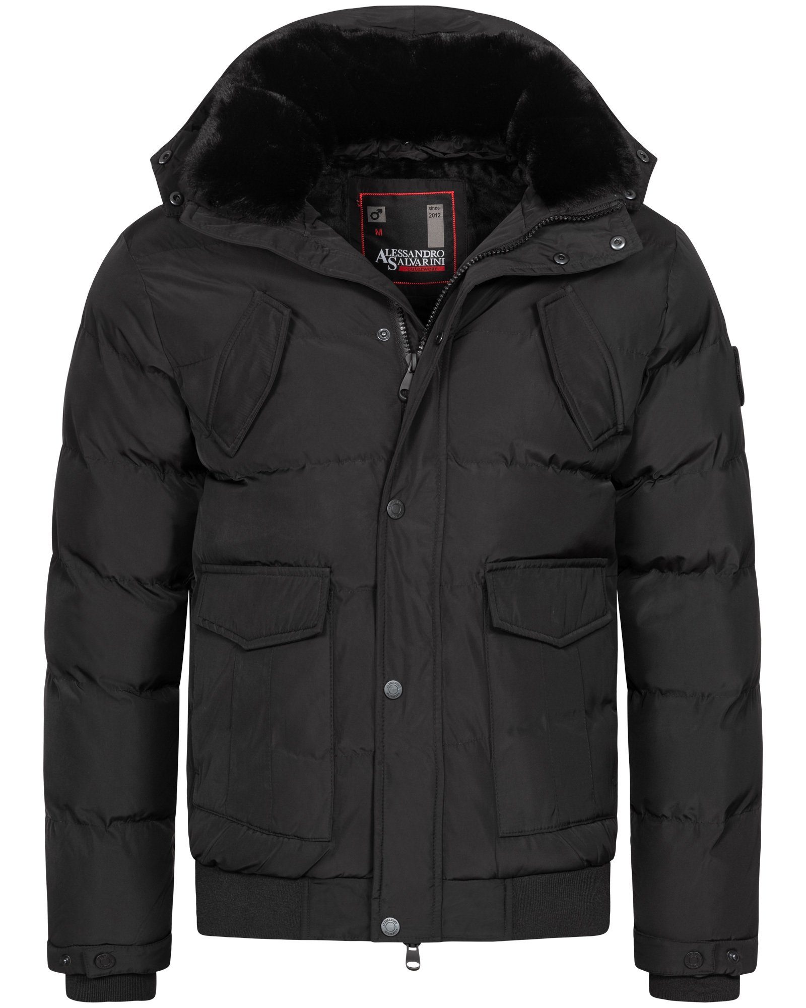 Alessandro Salvarini Winterjacke ASLeonio mit warmem Teddyfell und abnehmbarer Kapuze