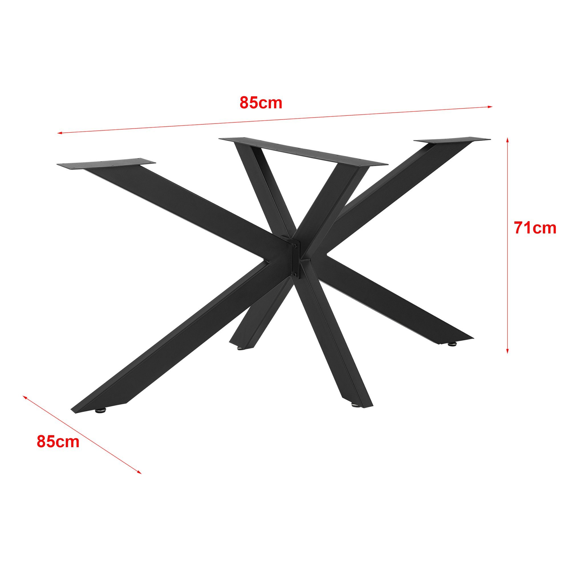 en.casa Tischgestell, »Oberau« Tischbein für DIY Stahl Schwarz 85 x 85 x 71 cm