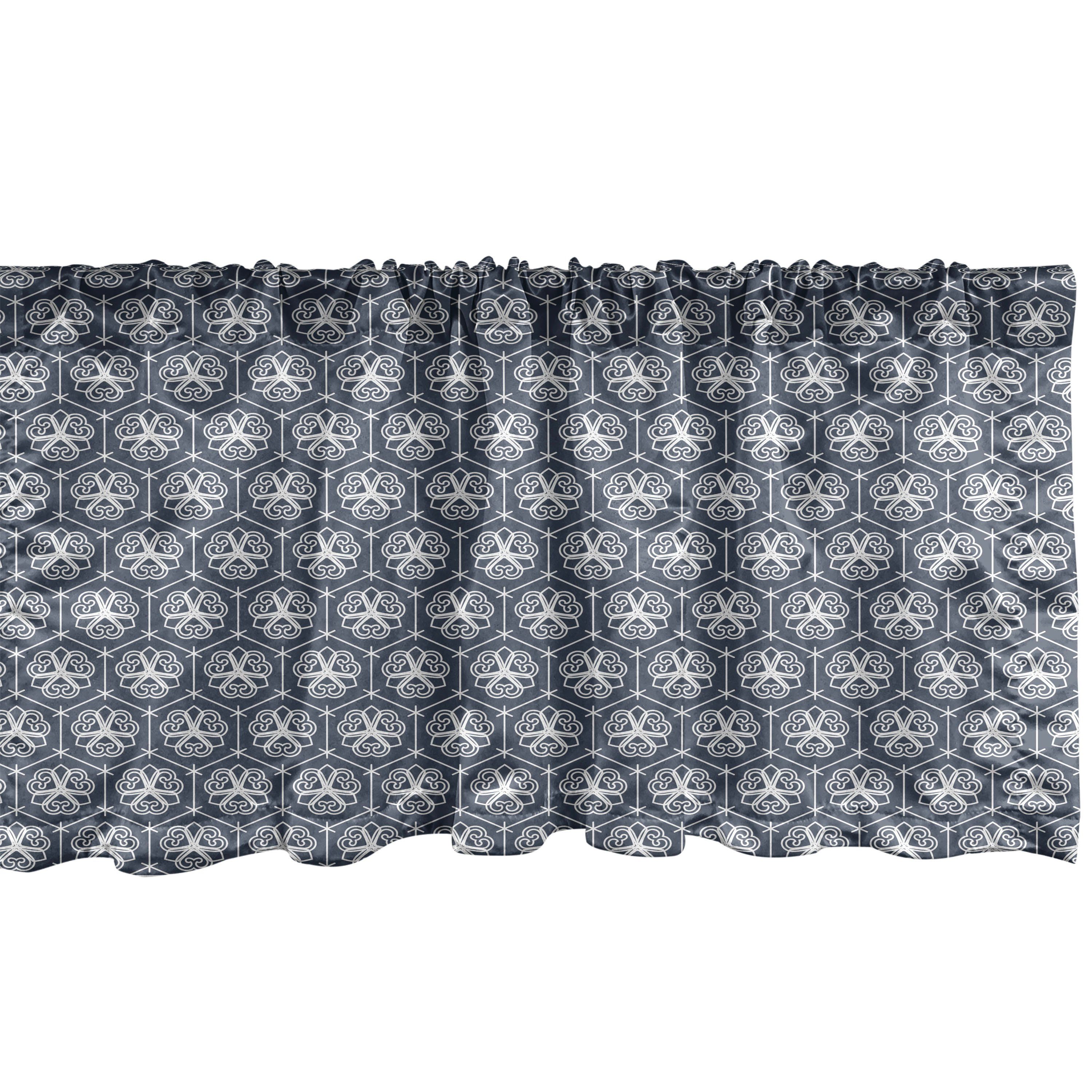 Scheibengardine Vorhang Floral für Volant Abakuhaus, Geometrisch Dekor Küche Osten Microfaser, Schlafzimmer Verziert mit Stangentasche,