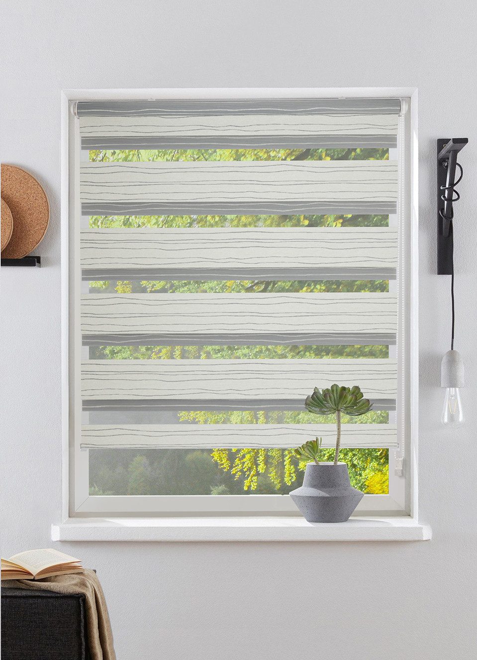 Doppelrollo PAGELLA, OTTO home, Lichtschutz, ohne Bohren, freihängend, Klemmfix, Rollo, mit eingewebten Chenillefäden, für Fenster & Tür, sehr beliebt!
