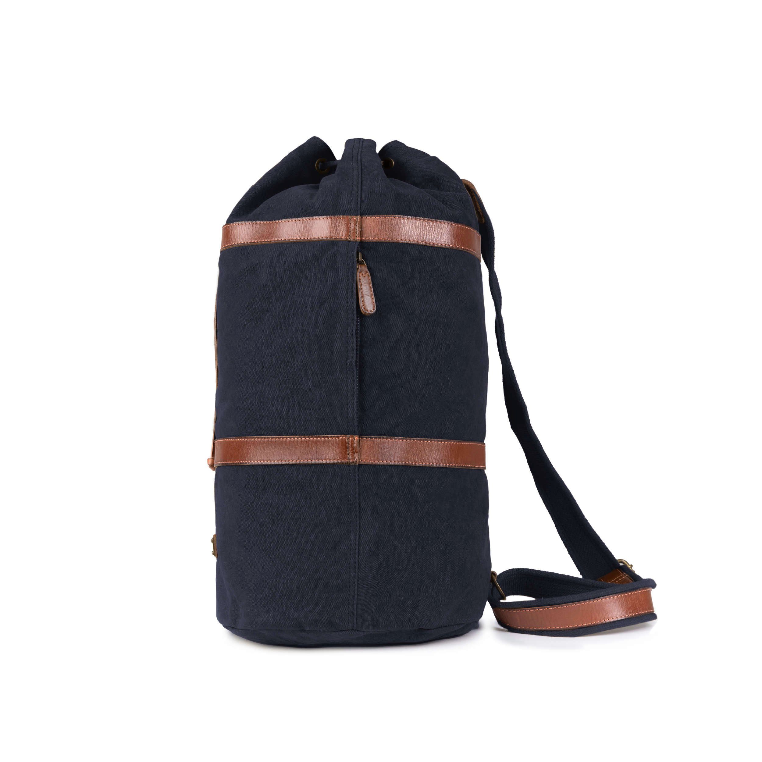 aus Marine-Blau, und kleine »Robin« Leder (M) mit Vintage Reisetasche Seesack Rucksack Canvas Rucksackfunktion DRAKENSBERG