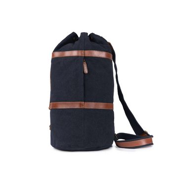 DRAKENSBERG Rucksack Seesack »Robin« (M) Marine-Blau, kleine Vintage Reisetasche mit Rucksackfunktion aus Canvas und Leder