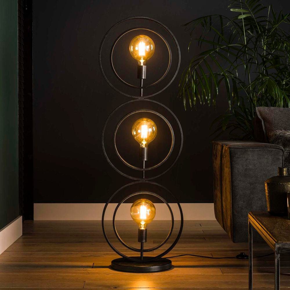 famlights Stehlampe famlights, Stehleuchte Henrik in Grau E27 3-flammig