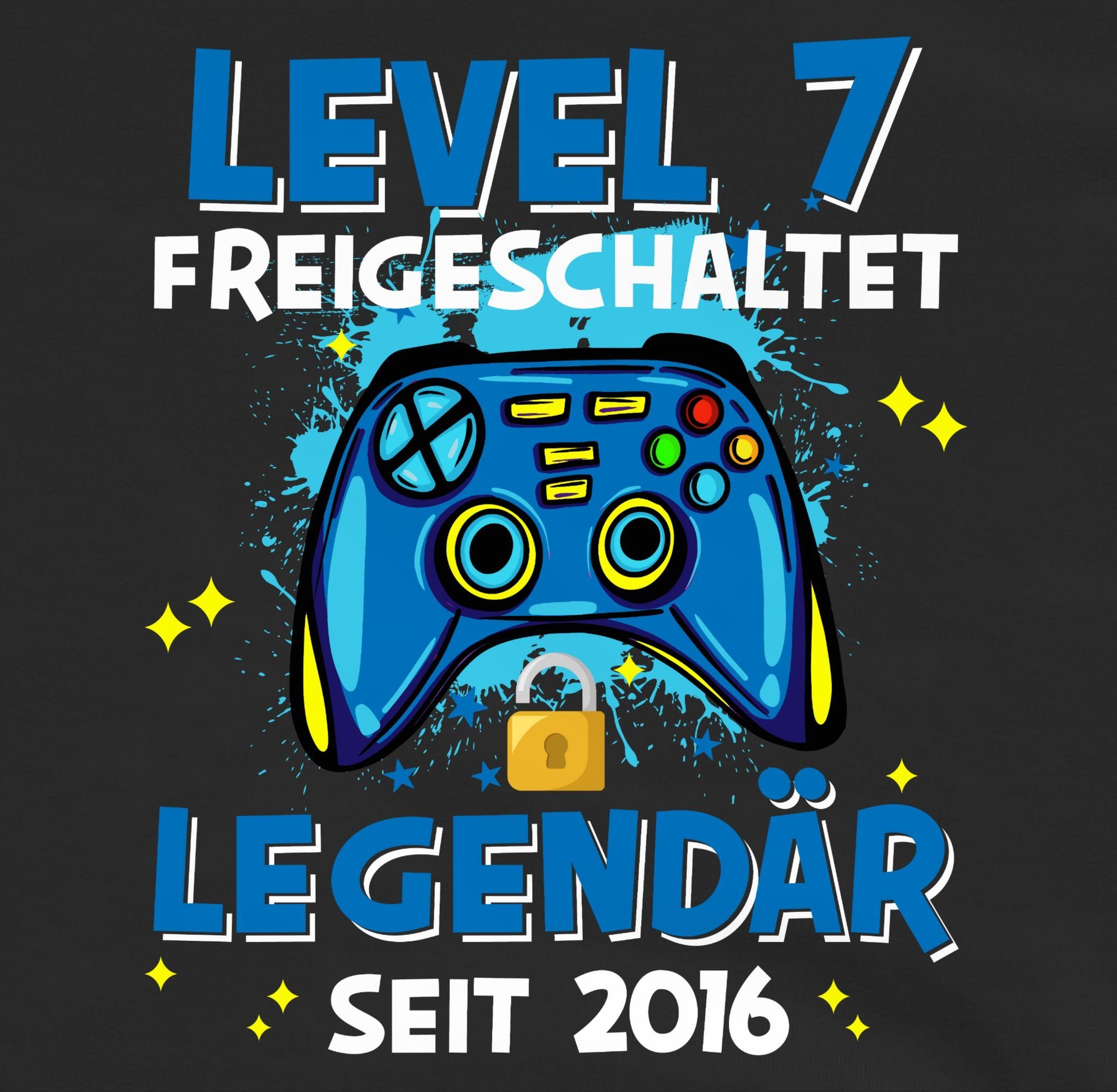 Shirtracer Sweatshirt Level 7 freigeschaltet 2016 7. Schwarz Legendär Geburtstag seit 1