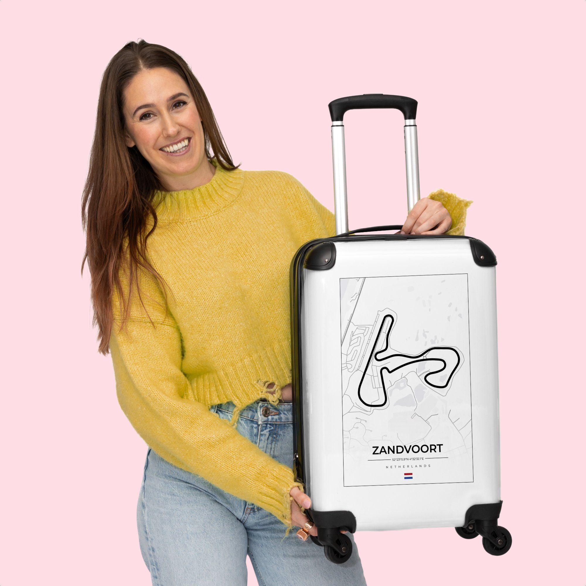 1 55x35x20cm Zandvoort Reisekoffer mit Trolley Kleine - - 4 Weiß, Cabin - Rennstrecke Handgepäckkoffer Rollen NoBoringSuitcases.com© - Rollen, - Rollkoffer 4 Niederlande Formel Handgepäck