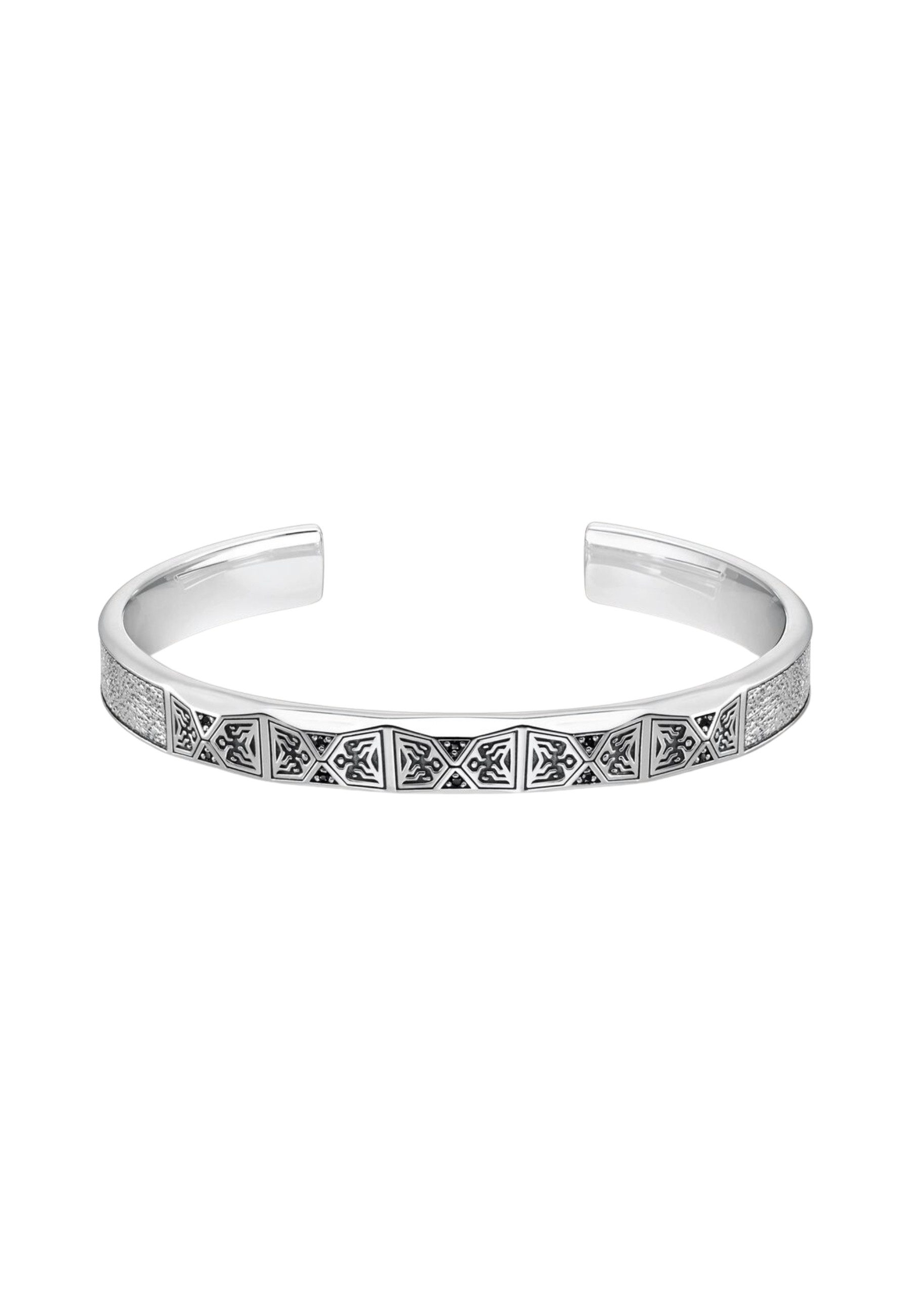 THOMAS SABO Armband Armreif Facettiertes Design Mit Schwarzen Steinen Silber (Set)