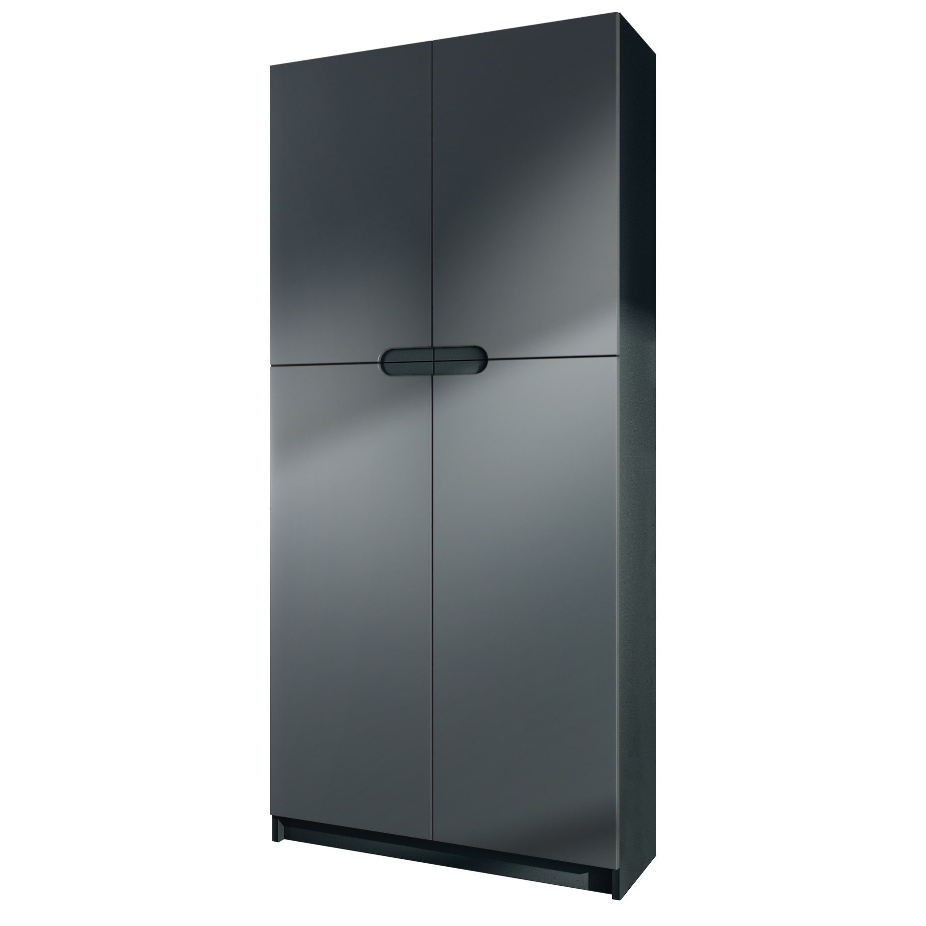 Vladon Aktenschrank Logan (Aktenschrank, mit 5 Fächern und 4 Türen) Schwarz matt/Graphit Seidenmatt (82 x 185 x 37 cm)