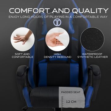 TITANO Gaming-Stuhl LION (Ergonomischer Gaming Chair mit verstellbarer Höhe, Kopfstütze, Lenden- & Memory-Foam-Kopfkissen und Armlehnen. Racing PC Stuhl, Bis 150kg Belastbar)