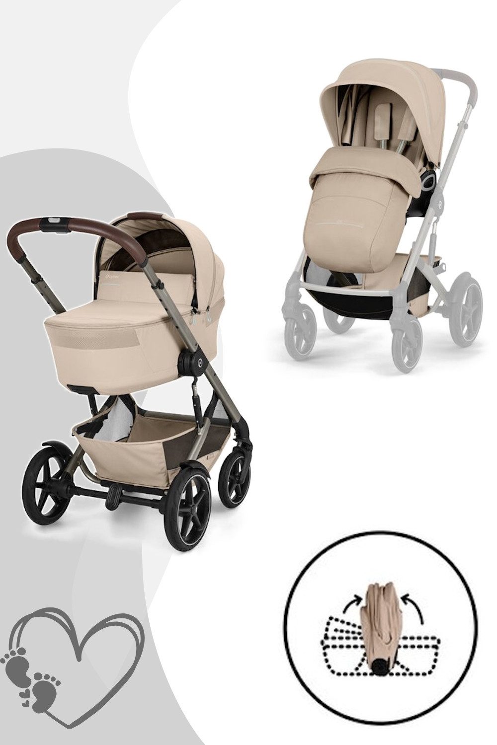 Cybex Kombi-Kinderwagen Talos S Lux Buggy mit faltbarer Babywanne