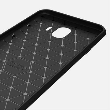 CoverKingz Handyhülle Hülle für Samsung Galaxy J4 2018 Handyhülle Schutzhülle Cover Case, Carbon Look Brushed Design