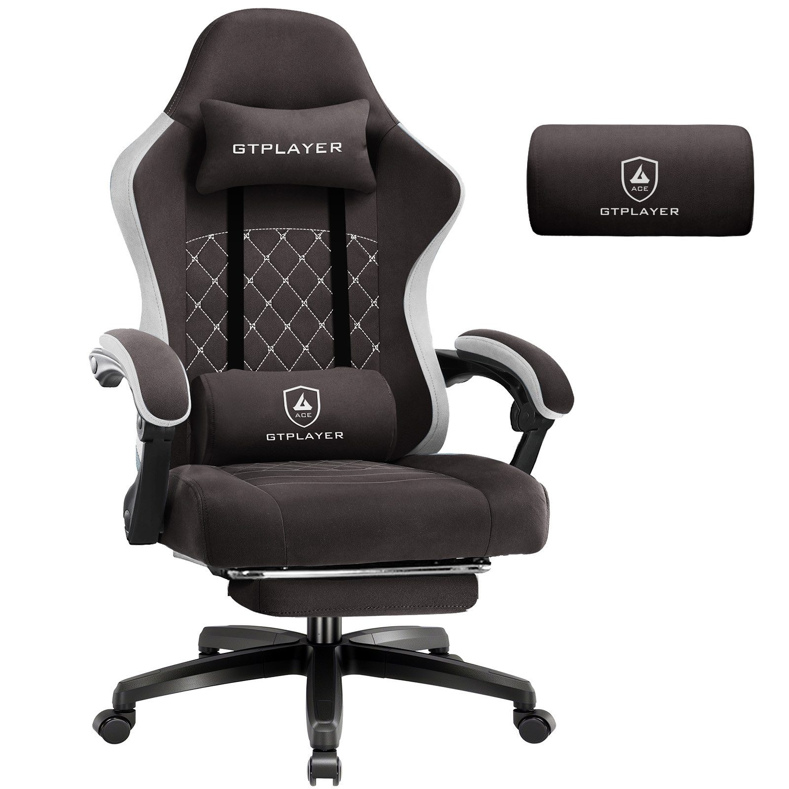GTPLAYER Gaming-Stuhl Gaming Stuhl Stoff, Gaming Sessel mit Taschenfederkissen, Drehstuhl, Gamer Stuhl mit Fußstütze150 kg
