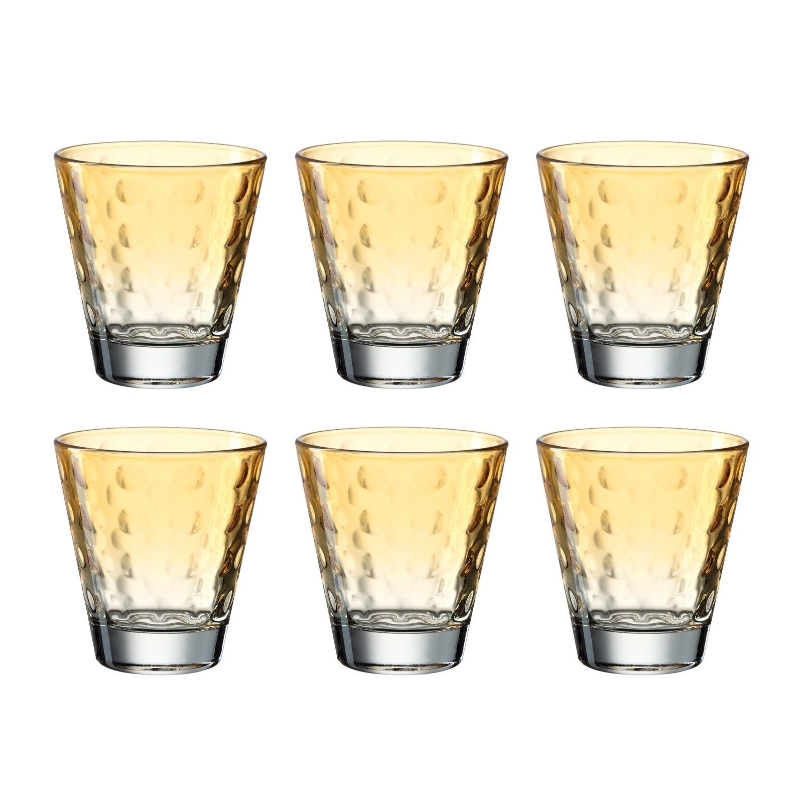 LEONARDO Glas Trinkglas 215 ml, 6er Optic, Glas, Trinkglas Saftglas Wasserglas Apricot