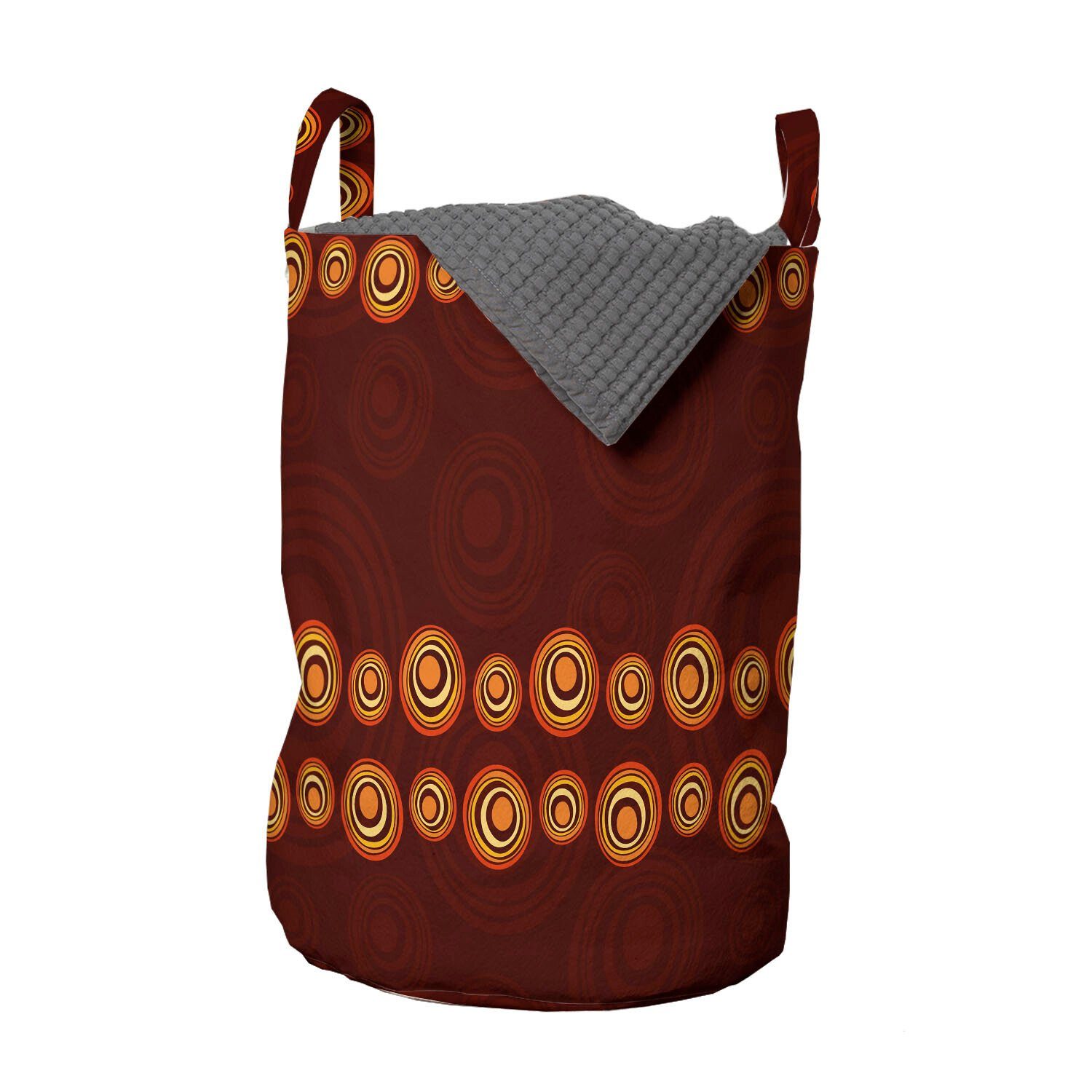 Abakuhaus Wäschesäckchen Kreise für Kordelzugverschluss Geometrisch Waschsalons, mit Asymmetrische Tribal Wäschekorb Griffen