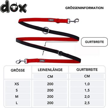 DDOXX Hundeleine Hundeleine Air Mesh, 3fach verstellbar, 2m, Rot