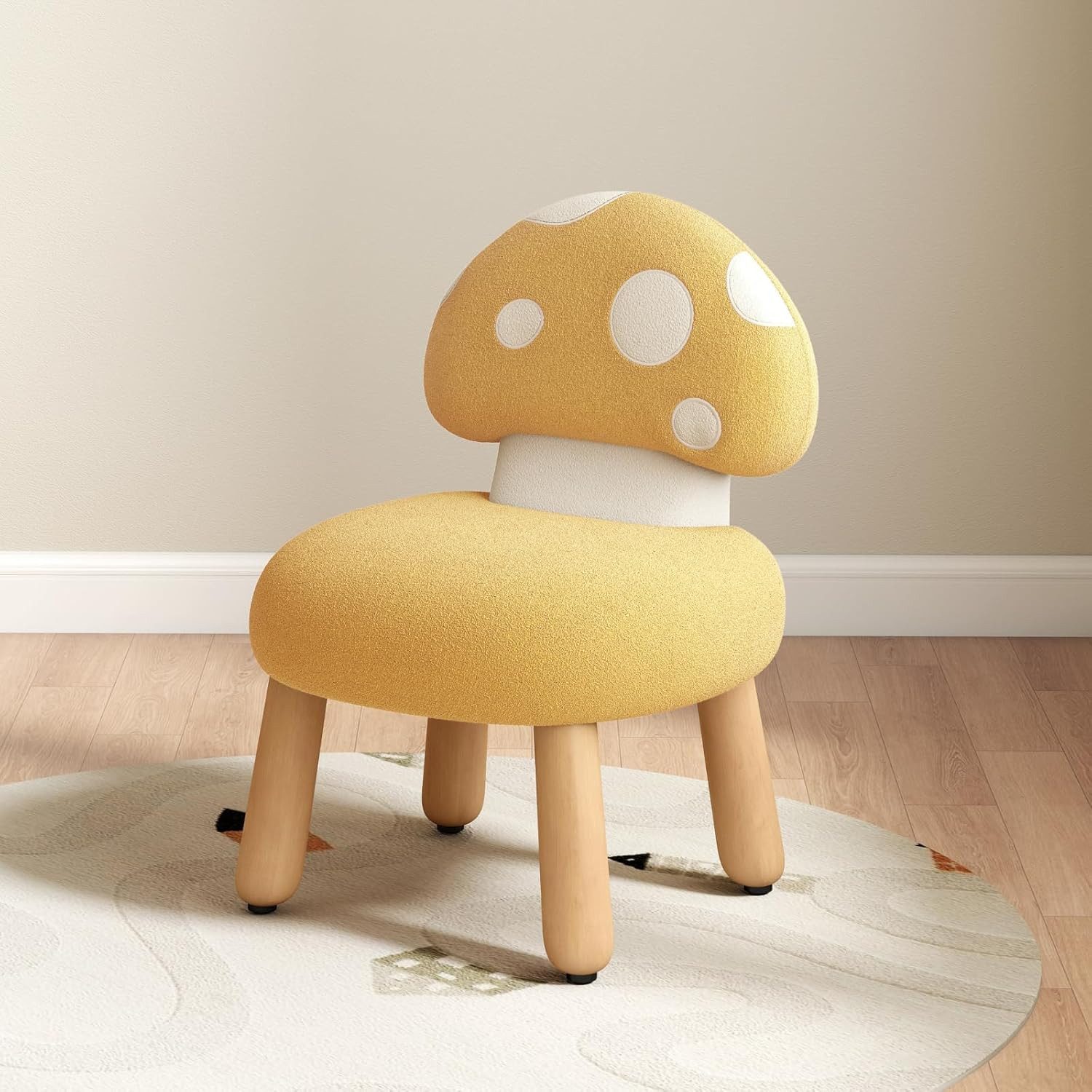 WAHSON OFFICE CHAIRS Kindersessel Chenille, Pilzrückenlehne und Holzbeinen Kindercouch für Spielzimmer