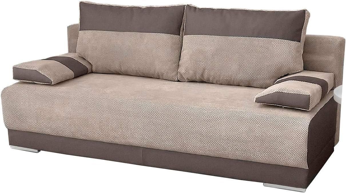 MOEBLO Schlafsofa NISA, Couch für Wohnzimmer, Sofagarnitur Polstersofa Wohnlandschaft, mit Schlaffunktion und Bettkasten