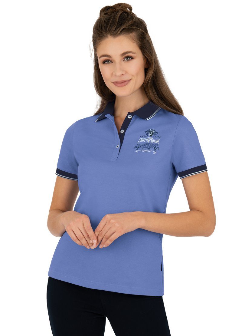 Trigema Poloshirt TRIGEMA Poloshirt mit maritimem Druckmotiv lavendel | Poloshirts