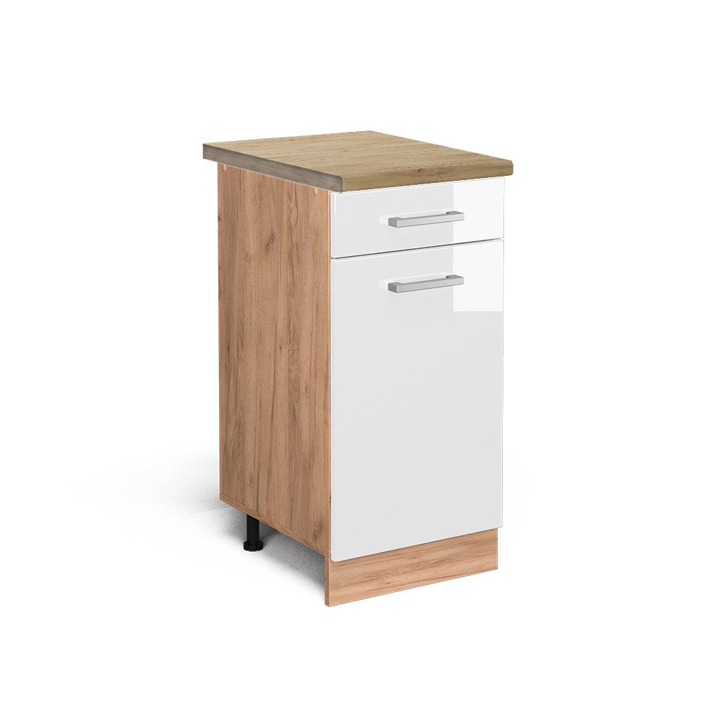 Vicco Unterschrank R-Line, Weiß Hochglanz/Goldkraft Eiche, günstig online kaufen
