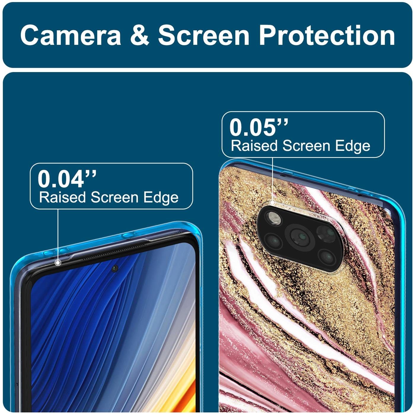 CoolGadget Handyhülle Marmor Slim Case für Xiaomi Poco X3 Pro 6,67 Zoll, Hülle Dünne Silikon Schutzhülle für Poco X3 Pro, Poco X3 Hülle