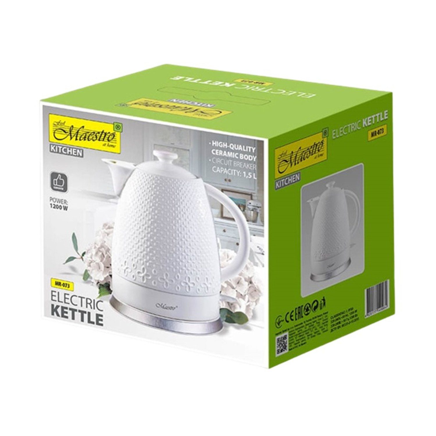 Maestro Wasserkocher MR-073, 1.5 l, 1200,00 W, Keramik-Wasserkocher 1,5 L