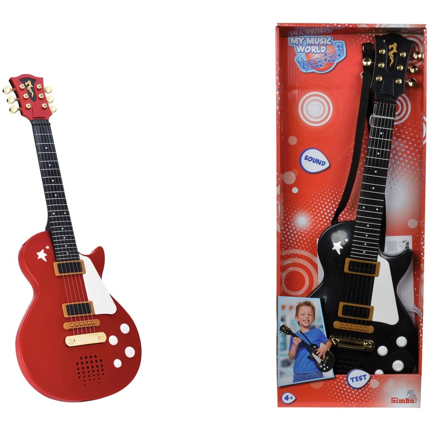 Simba Dickie Spielzeug-Musikinstrument 106837110 Rockgitarre, 2fach sortiert