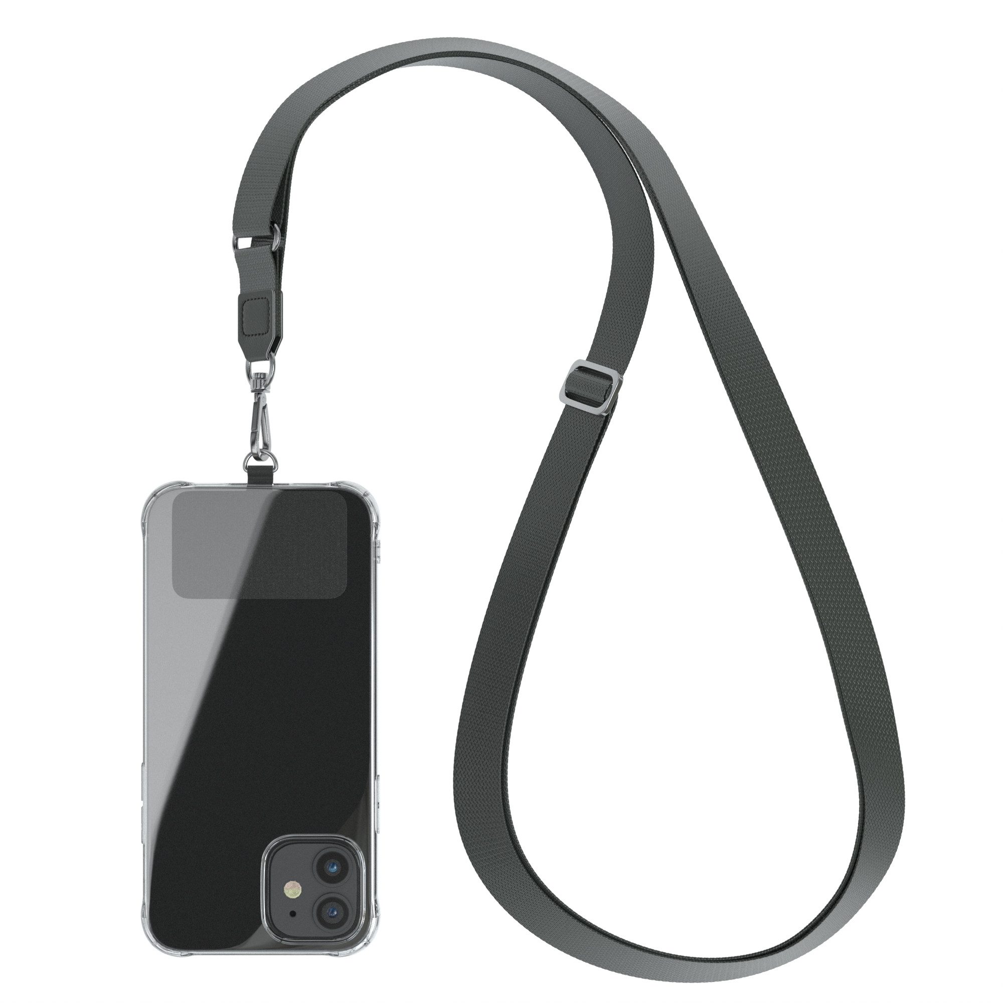 EAZY CASE Handykette Universal Handykette mit Breitband, Case für Unterwegs Festival Handyband mit jeder Hülle abnehmbar Grau