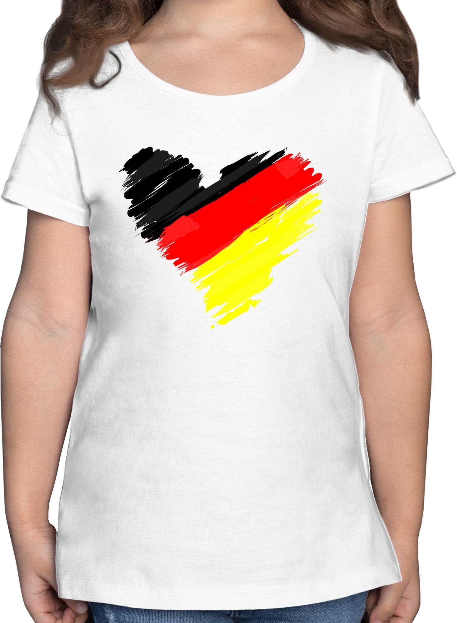 Shirtracer T-Shirt Deutschland WM Herz Fussball EM 2024 Kinder 1 Weiß
