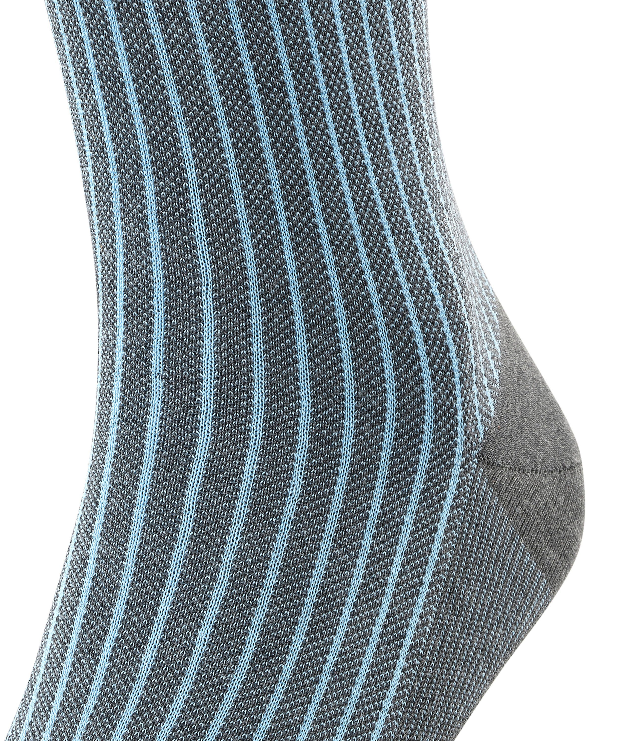 FALKE mel. (3098) anthracite aus Fil Stripe Kniestrümpfe Baumwolle d'Ecosse Oxford (1-Paar)