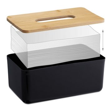 relaxdays Badorganizer Taschentuchbox Bambusdeckel