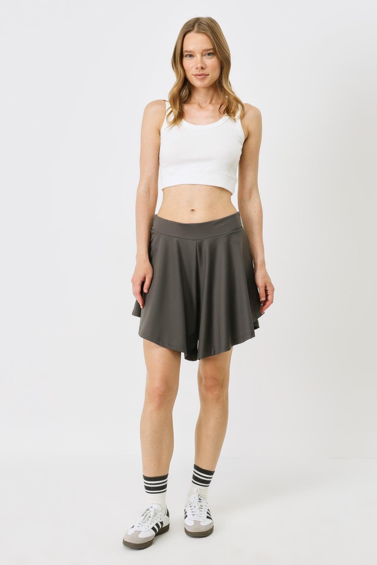 C&CITY Kurzarmbody Damen Geripptes Crop Stretch Strick Tank Top