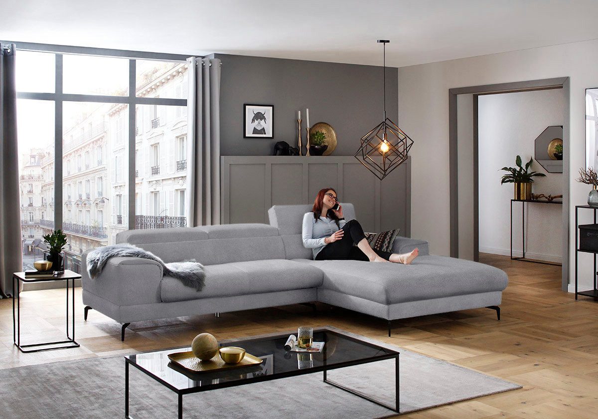 W.SCHILLIG Ecksofa piedroo, Designsofa mit tollem Sitzkomfort, L-Form, Kopfteilverstellung, wahlweise mit Sitztiefenverstellung, Breite 303cm