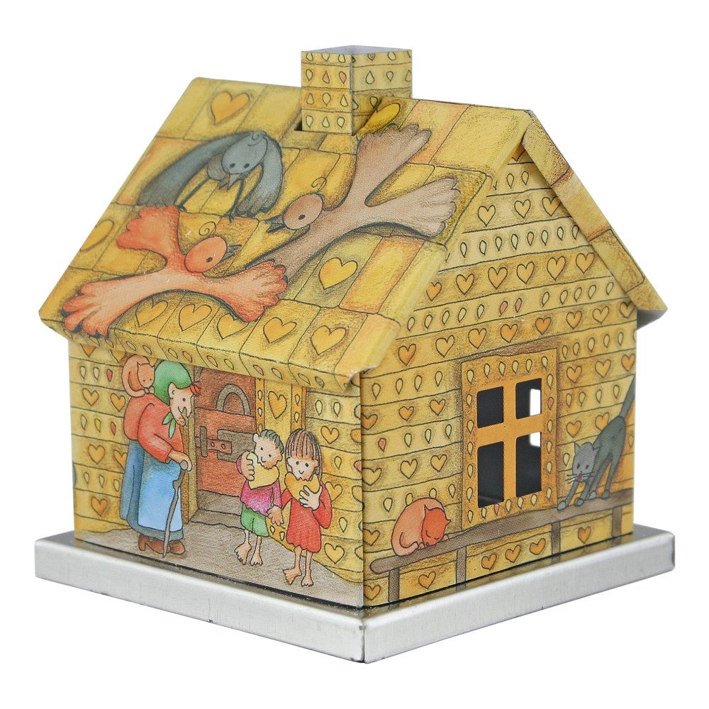 KNOX Räucherhaus Hänsel & Gretel - aus Metall - Größe 5,5cm - für Räucherkerzen Größe M, märchenhafte Dekoration für jeden Raum - Ideal als Geschenk geeignet