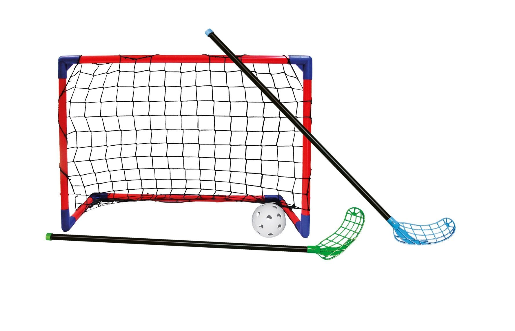 Woodyland Lernspielzeug 91567 Floorball - Hockeyspiel mit 2 Schlägern und 1 Tor, Floorball, Straßenhockey